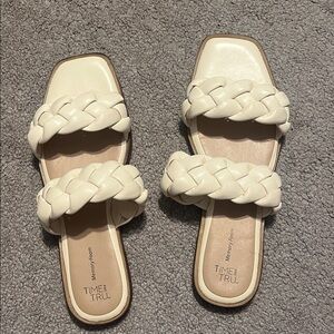 Time and Tru Women's White Braided Sandals